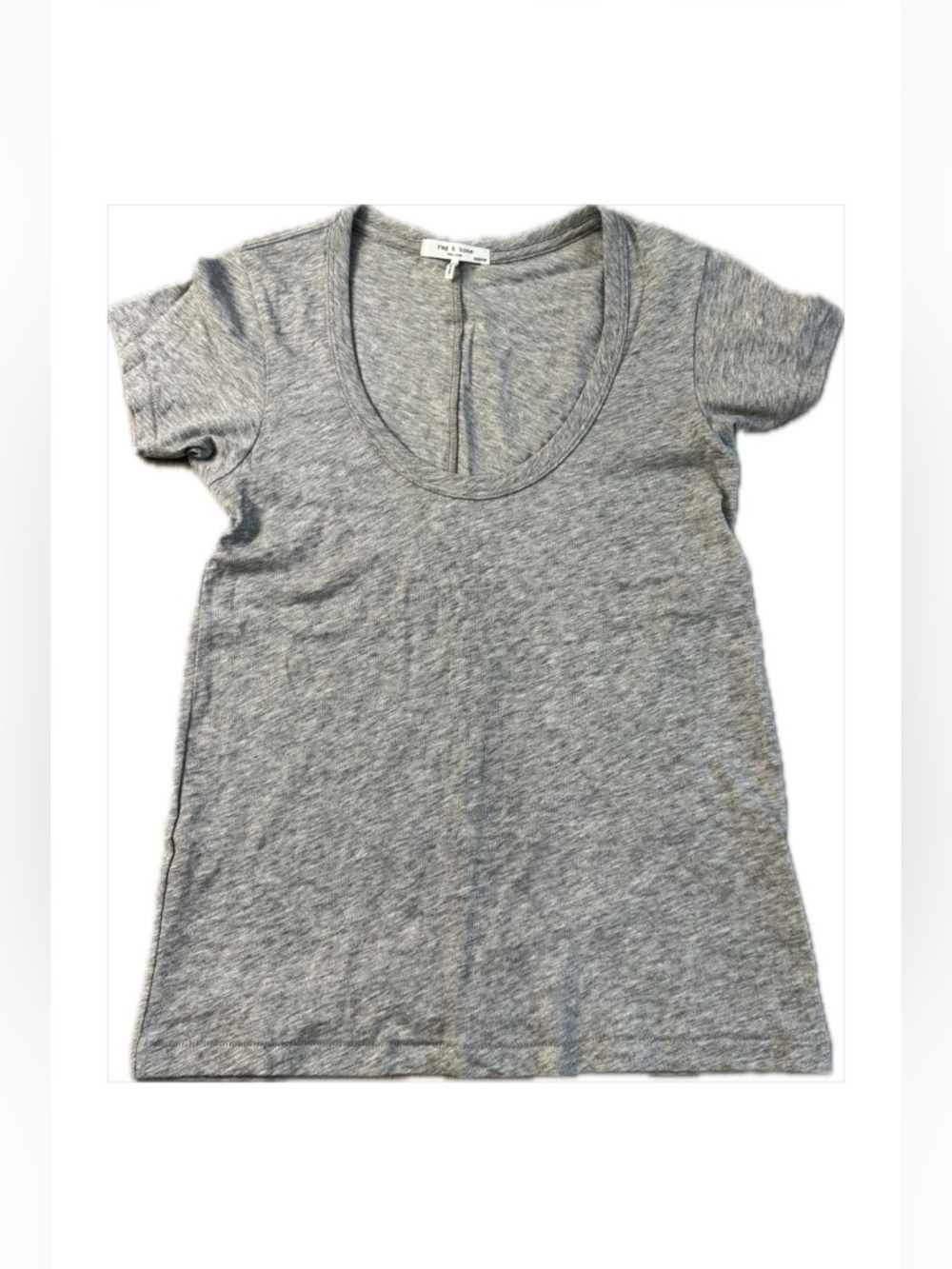 💕 Rag & Bone Women’s Light Heather Grey Scoop Neck Short Sleeve Tee in XXS
